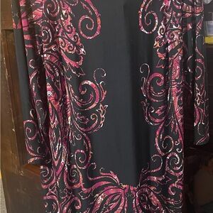 London Times Black and Pink Mid Sleeve Dress